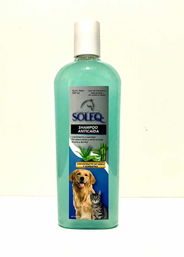 Shampoo Anti Caída Para Perros Y Gatos Soleq 500 Ml