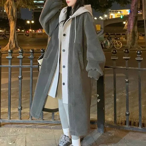Chaqueta De Forro Polar Con Capucha Elegante Para Mujer, Est
