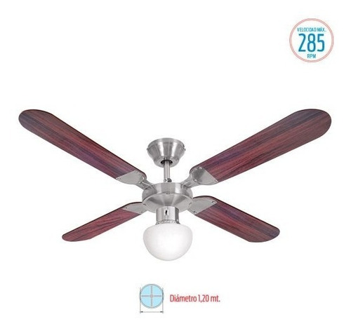 Imagen 2 de 4 de Ventilador De Techo Madera Liliana Vthm214 C Luz 80w 5 Vel