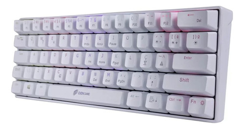 Mini Teclado Mecânico Oex Tc607 Gamer Ziggy Rainbow Branco