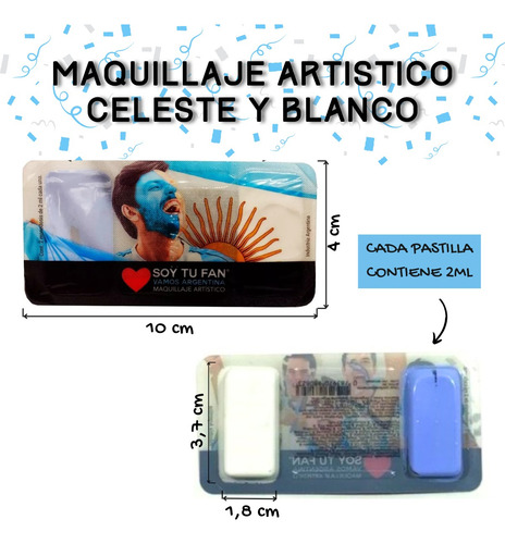 Kit Maquillaje Artistico Celeste Y Blanco Argentina X1 Unid