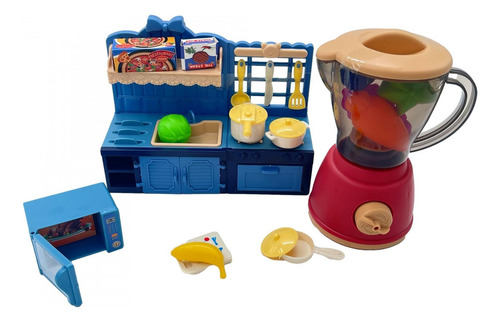 Cyc Mini Cocina Con Licuadora Y Accesorios Juguete Color Azul