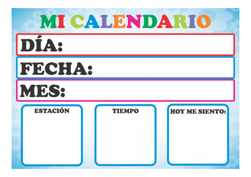 Pdf Imprimible Calendario Infantil Didáctico Días Meses 