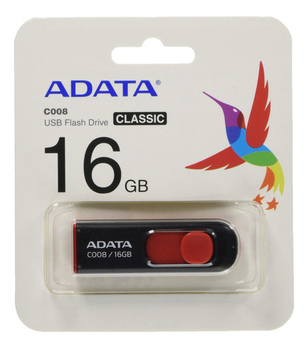 Memoria Usb Adata C008 Ac008-16g-rkd 16gb Usb 2.0 Negro/rojo