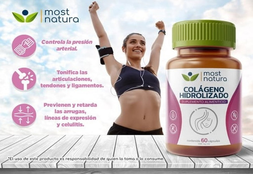 Colágeno hidrolisado mais Natura com vitamina C 60 cápsulas de sabor insípido