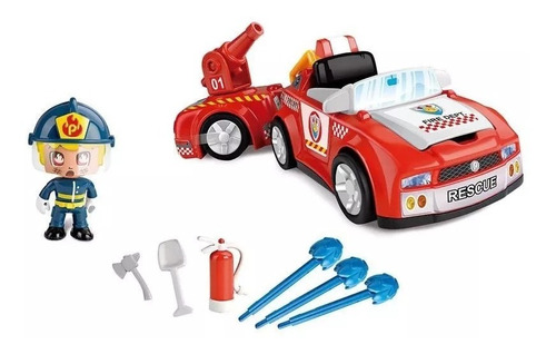 Pinypon Action Bombero Figura + Auto C/ Acc Nene Micieloazul