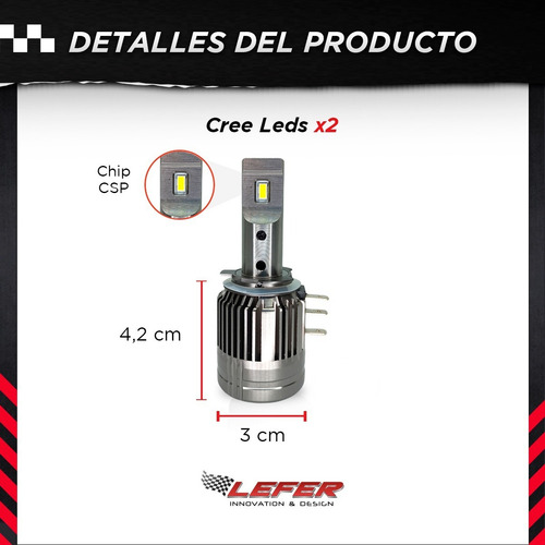 Imagen 3 de 9 de Kit Led Cree F4 - A H15 Canbus Alta Y Diurna Csp- Con Cooler