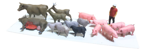 Set Animales Vaca Cerdo Escala Ho 1/87 Para Maquetas Trenes