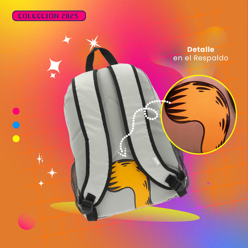 Mochila Garfield Gris Juvenil Casual Gris Edición Limitada