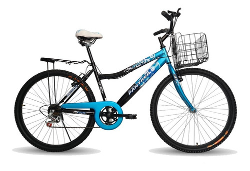 Mountain bike plegable femenina Black Panther Lady Africa R26 6v frenos v-brakes cambios Tough color negro/azul con pie de apoyo