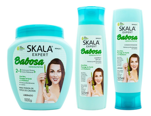 Skala Kit Babosa Aloe Vera Máscara Shampoo Enjuague Vegano