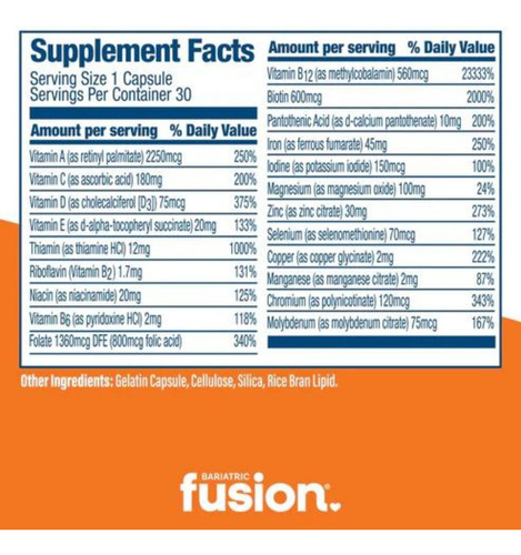 Bariatric Fusion Multivitamina Bariátrica One Per Day 2 Pack