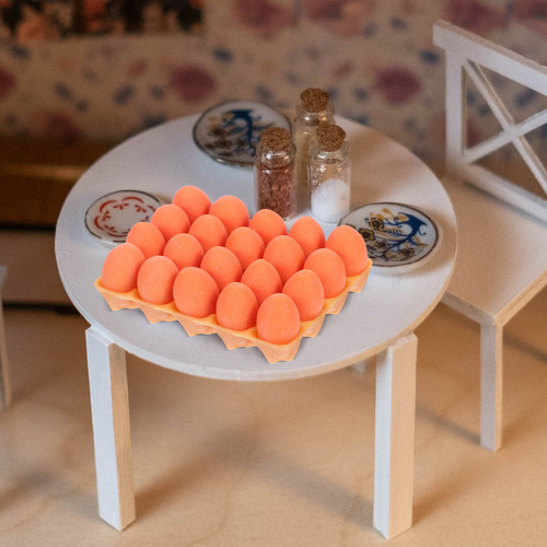 1 Juego De Huevos En Miniatura Con Bandeja 1:12 Minihuevos T