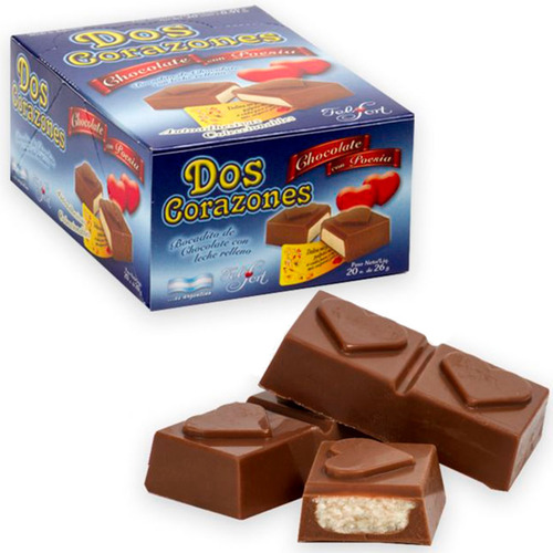 Imagen 1 de 9 de Bocadito De Chocolate Dos Corazones - Caja 26g X20 Unidades