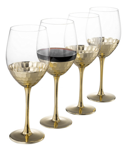 4 Vaso Vino Moderno Tallo Laton Para Fiesta Cena Boda