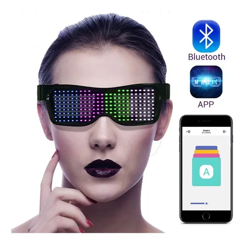 Lentes Con Luces Led Coloridas Bluetooth Recargable Por Usb