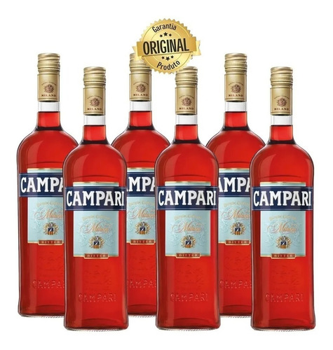 Caixa 6 Aperitivo Campari Bitter Milano 900 Ml Original