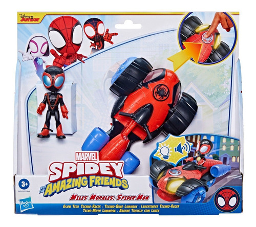 Spidey Vehículos Luminosos + Figura Miles 10 Cm - Hasbro