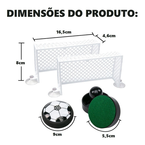 Flat Ball Air Soccer Bola Flutuante Futebol Mesa Multikids Cor Preto