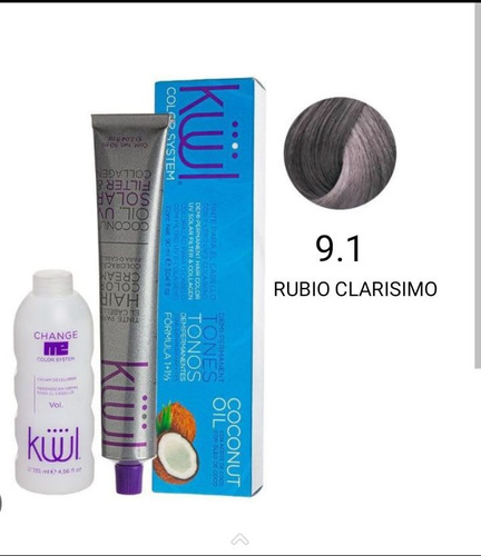 Tinte Kuul 9.1 Rubio Clarisimo Cenizo 90ml + Agua