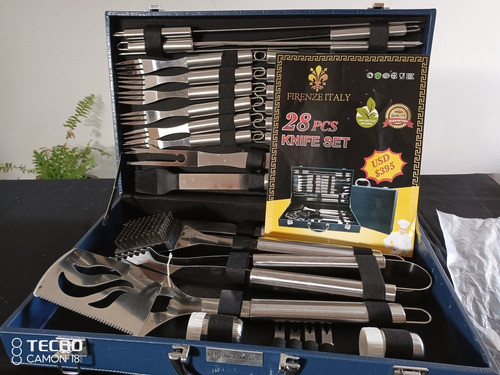 Imagen 2 de 5 de Juego De Parrillero De 28 Piezas De Acero Inox Firenze Italy
