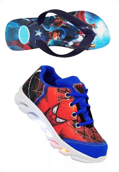 tenis de led infantil homem aranha