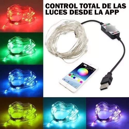 Luz Led Usb 10m Guirnalda Multicolor Control App Bluetooth