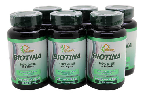 6 Biotina 60 Capsulas Vitamina H Crescimento Firmeza