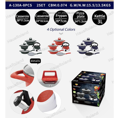 Imagen 4 de 4 de Juegos De Ollas C Tetera Haus Roland En Roca Volcanica 8 Pzs