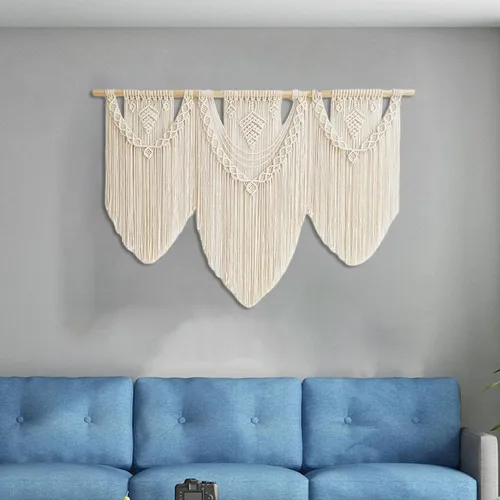 Tapiz Grande De Macramé Para Colgar En La Pared, Tejido A