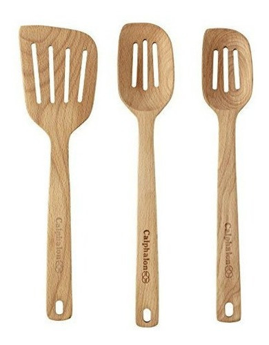 Calphalon 3pc Cuchara De Madera Y Ranurada Espatula Set