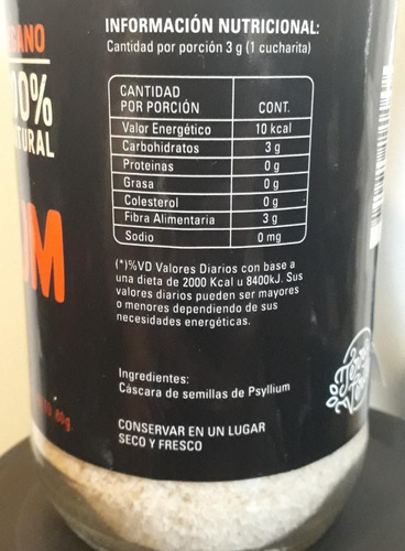 Imagen 2 de 5 de Psyllium Husk X 2 De 80 Gramos - Terra Verde Vegano Natural