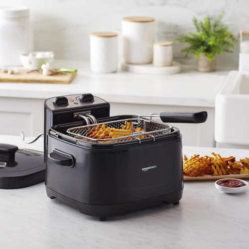 Freidora Electrica Amazon Basics De 2 Litros, Negra