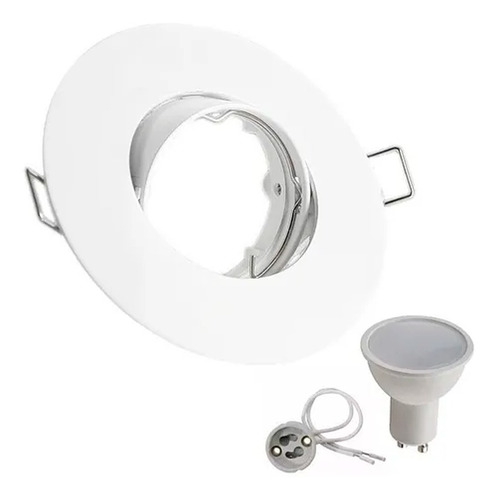 Spot Embutir Movil Circular Aluminio Blanco Ø105mm + Dicro