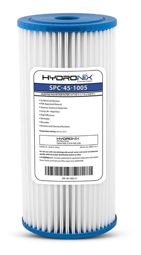 Kit 5 Filtros De Sedimento Plisado Hydronix 4.5x10 5 Micras