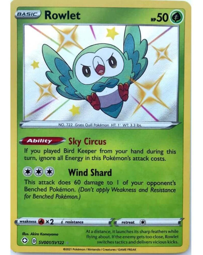 Cartas Pokemon Rowlet Shining