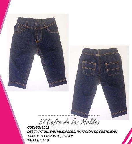 Molde  Pantalon Bebe Onda Jean Pack Talles 1 Al 5