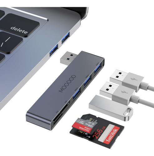 Mogood Hub Usb 5 Puertos Para Pc, Divisor Y Adaptador