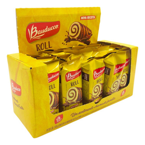 3 Caixas Bolinho Chocolate Roll Bauducco 34gr Total 45 Un