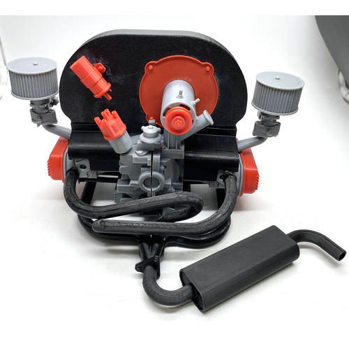 Motor De Vocho Escala 1:4 Impreso 3d Armable Tipo Lego Rojo