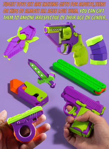 Fidget Gun Toys,8 Piezas De Control Deslizante Con Forma De