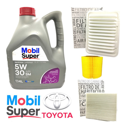 Kit Service 3 Filtros Y Aceite Mobil 5w30 Toyota Corolla 1.8