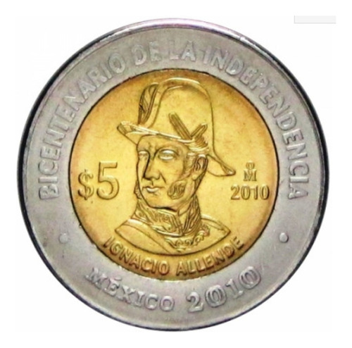 1 Moneda De 5 Pesos Conmemorativa De Ignacio Allende 