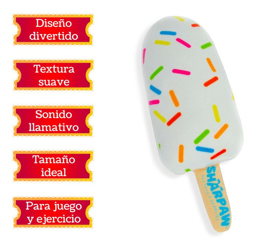 Paleta de gelo de brinquedo de pelúcia para animais de estimação com cor sonora, cor branca, design de paleta de gelo