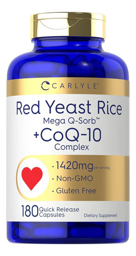 Carlyle Red Yeast Rice Coq-10 1320 Mg 180 Caps Levadura Roja