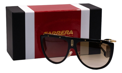 Anteojos De Sol Carrera Car1023/s 2m286, Color Dorado/negro Con Marco De Acetato Color Negro, Lente Café De Sol