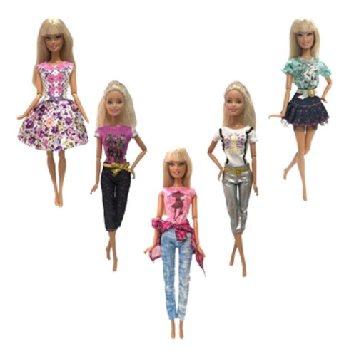 Muñecas Set De 5 Tenidas Casual Estilo Barbie 