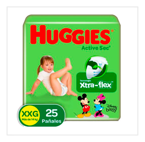 Pañales Active Sec Talla Xxg 25unds Huggies