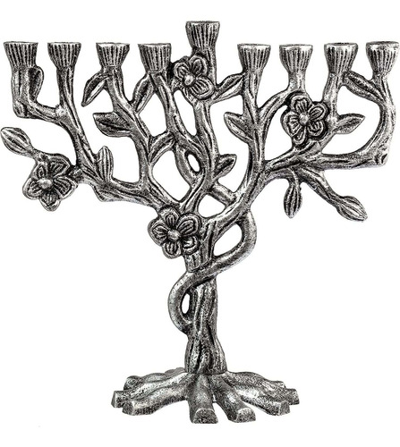 Menorah Ner Mitzvah, Estilo ''árbol De La Vida'', Aluminio