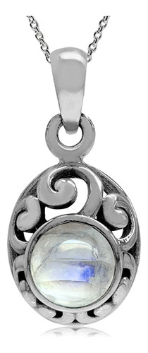 Rainbow Moonstone 925 Plata Esterlina Colgante De Filigrana 